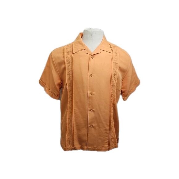 Vintage Cubavera Collar Short Sleeve Button Down Orange Size Large - Picture 1 of 6